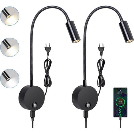2pcs Applique Murale Led, Liseuse De Chevet Avec Interrupteur