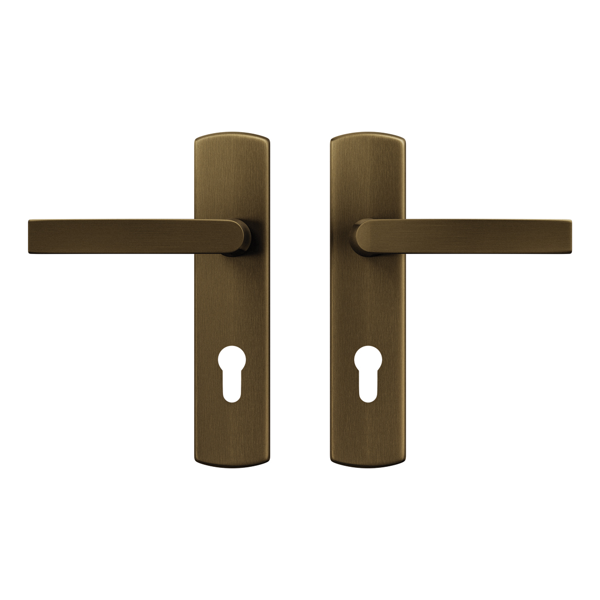 Axa Türbeschläge Set - Curve Klik Blok - Türklinken Innentüren Mit Langschild - Mit Zylinderloch - Bronze - Pc72