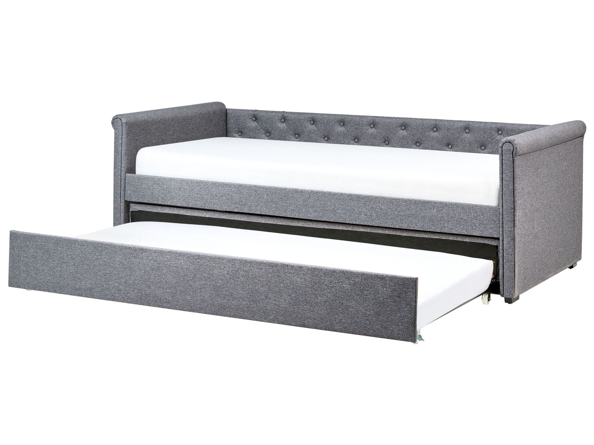 Beliani Ausziehbett Stoff Libourne 90 X 200 Cm Dunkelgrau