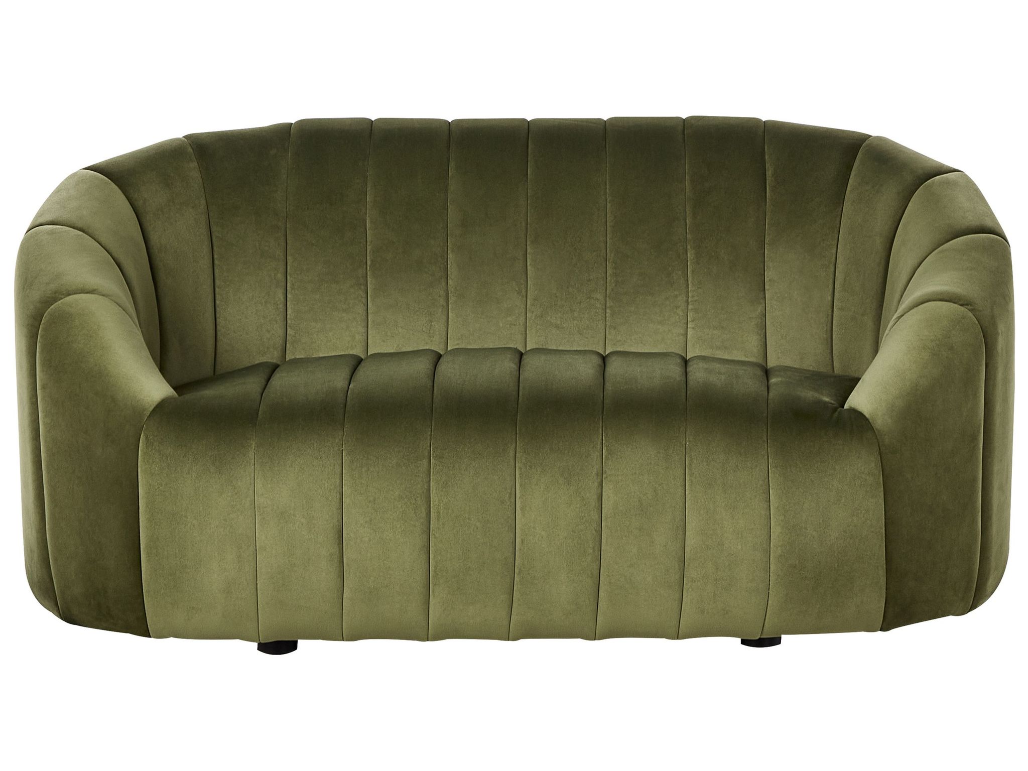 Beliani - 2 Seater Velvet Sofa Loveseat Tufted Seat Low Back Tuxedo Dark Green Malung