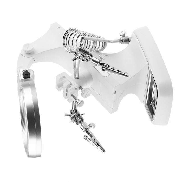 Loupe d'atelier à LED, grossissement 3x/4,5x, base rotative à 360°, pinces et support réglable