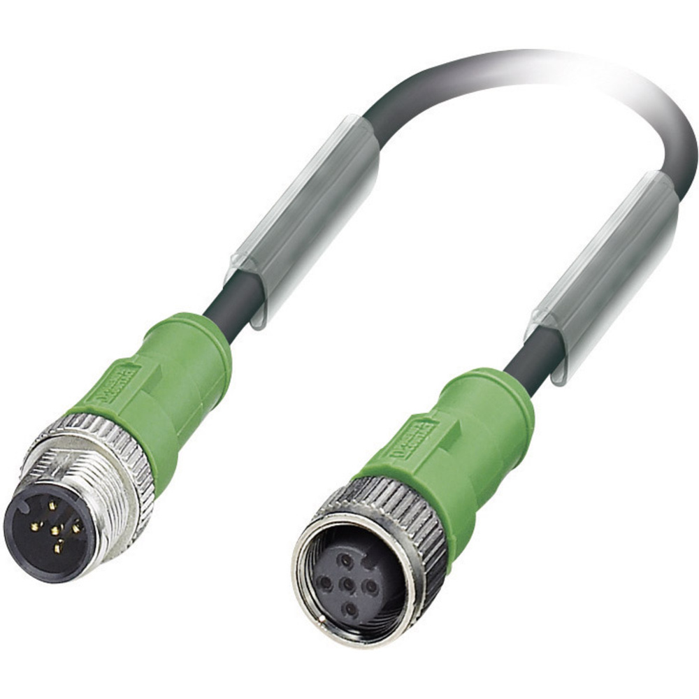 Phoenix Contact Schwarz - 1681619 Sensor-/Aktor-Steckverbinder, Konfektioniert M12 Stecker, Gerade, Buchse, Ge