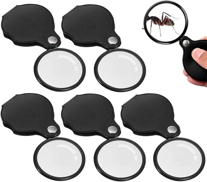 Loupe de poche pliable 10x, poignée ergonomique antidérapante, lot de 5