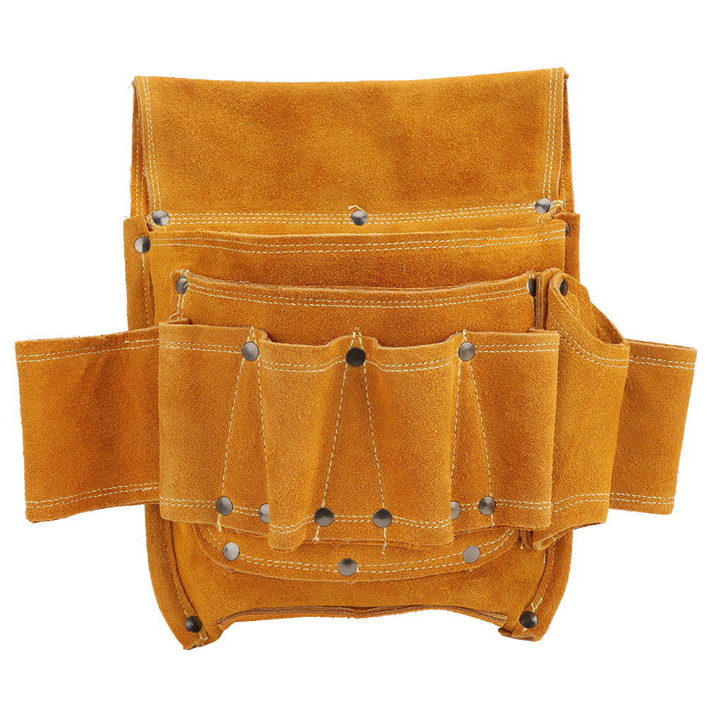 Ceinture porte-outils multifonction en cuir de vache suédé jaune, pour électricien