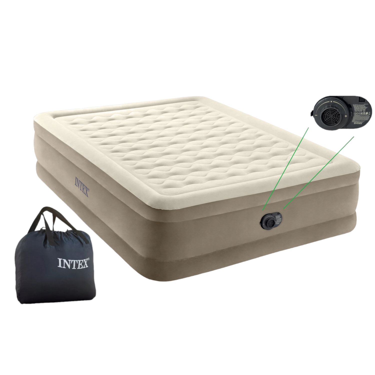 INTEX Luftbett Ultra Plush Queen + 230V Pumpe Gästebett 203x152x46cm Bett - Image 2