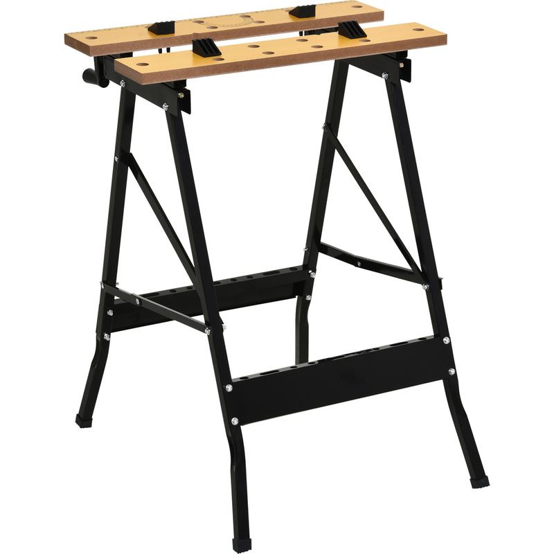 Établi pliant de serrage en acier et MDF, 4 serre-joints, charge 100 kg, 62,5x60,5x78,5 cm