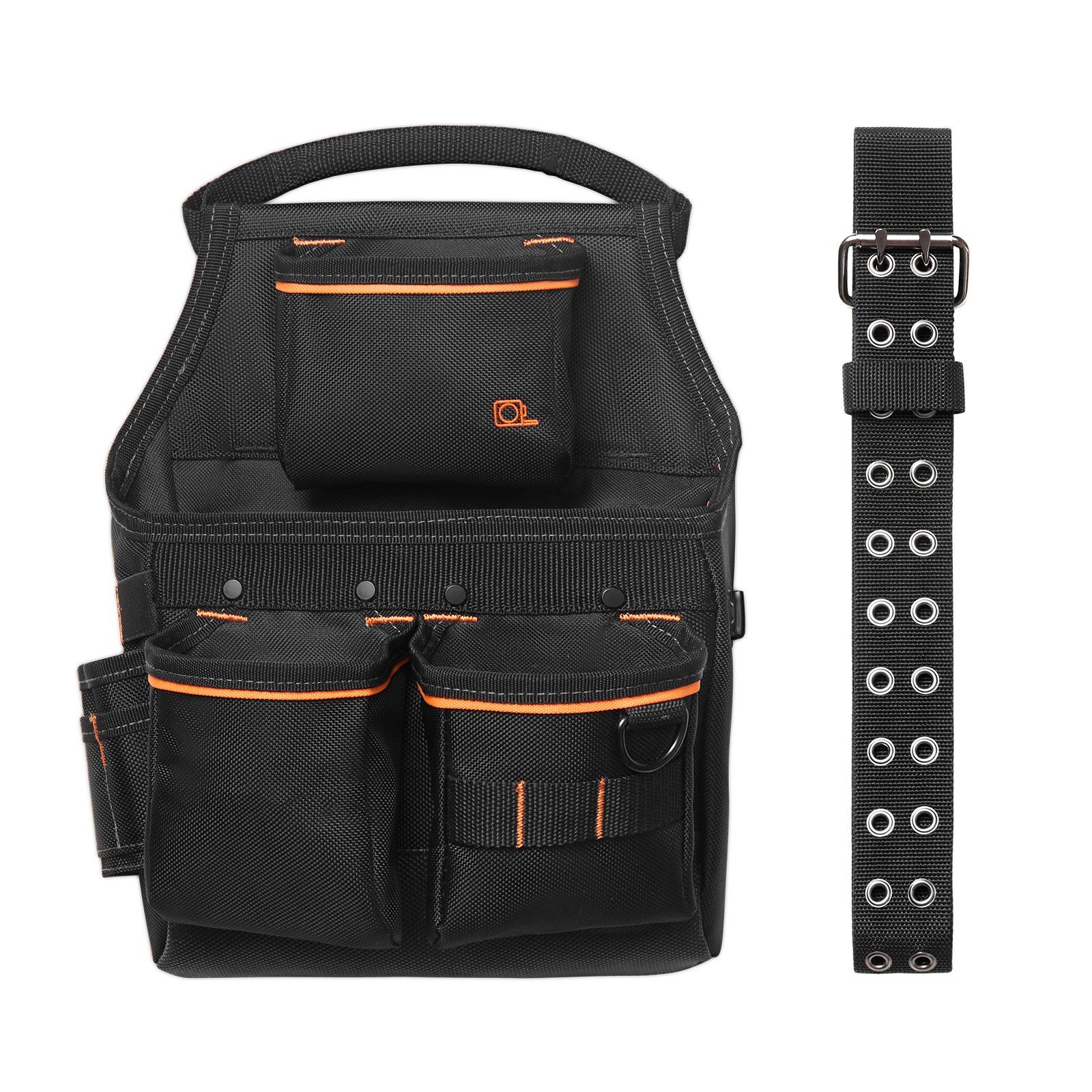 Ceinture à outils détachable 14 poches, tour de taille 83-127 cm, polyester 600D renforcé, noir
