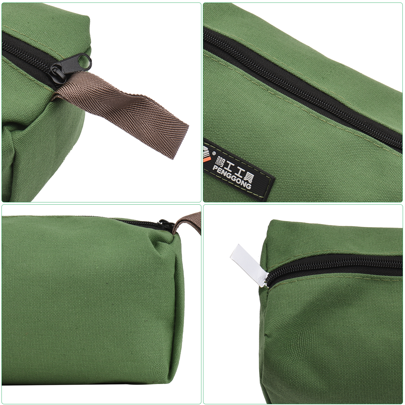 Sac à outils à fermeture éclair en toile, dragonne, rangement pour électricien et charpentier