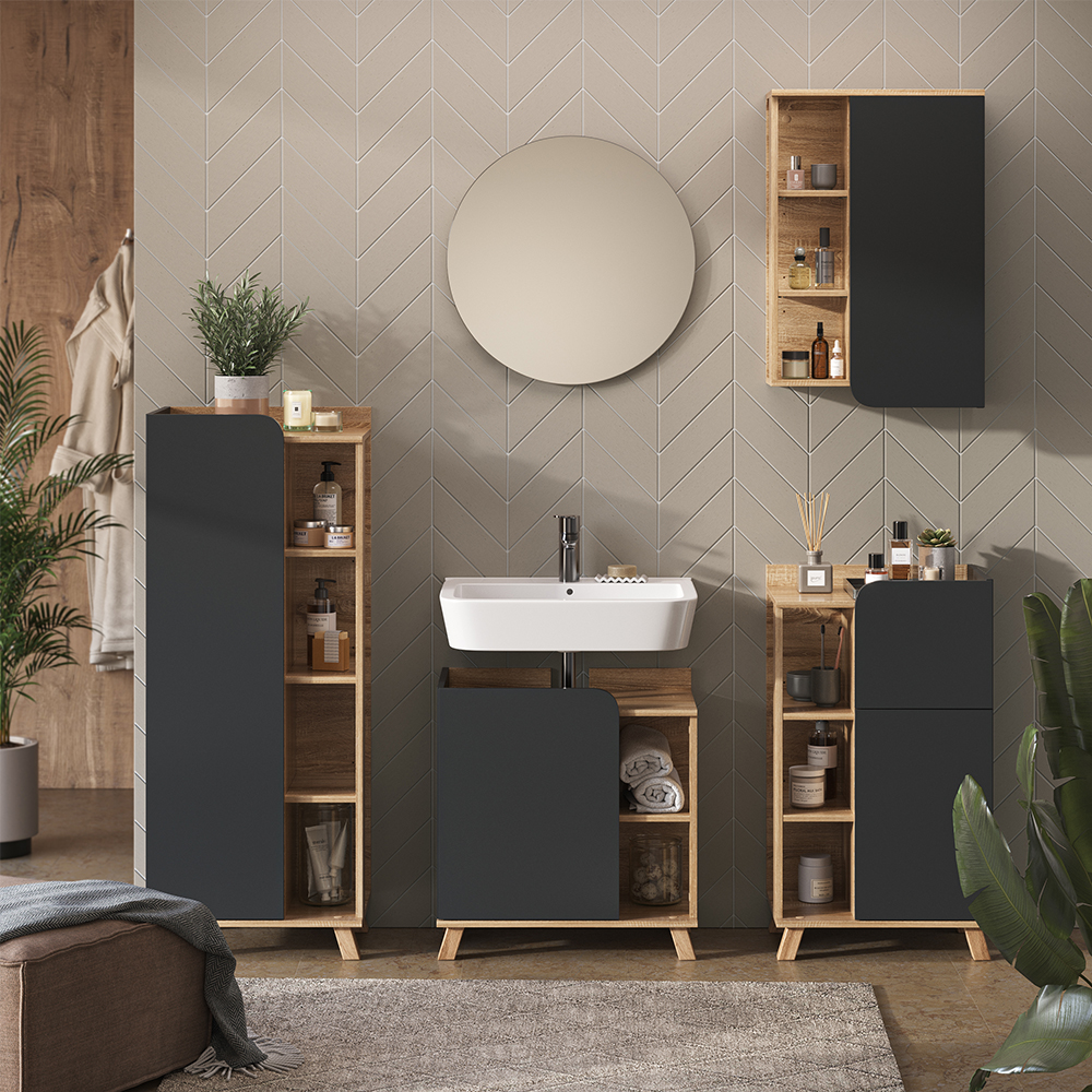 Vicco - Ensemble de meubles de salle de bain Karen, Anthracite, 5 pièces