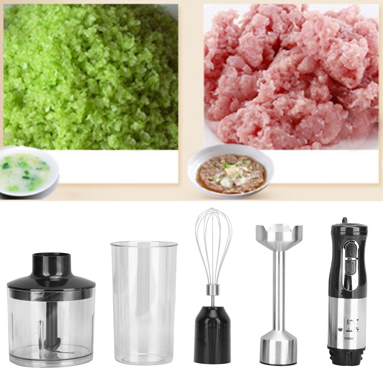 Frullatore 4 In 1frullatore Elettrico A Immersione Da 1000 Wmixer, Frullatore E Tritatuttolame In Acciaio Inossidabilecucina Francese