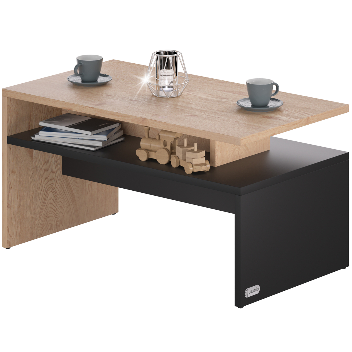 Couchtisch Mit Ablage Stauraum 95x55x50cm Kratzfest Holz Modern Groß Wohnzimmer Sofa Couch Tisch Beistelltisch Holz Grau - Casaria