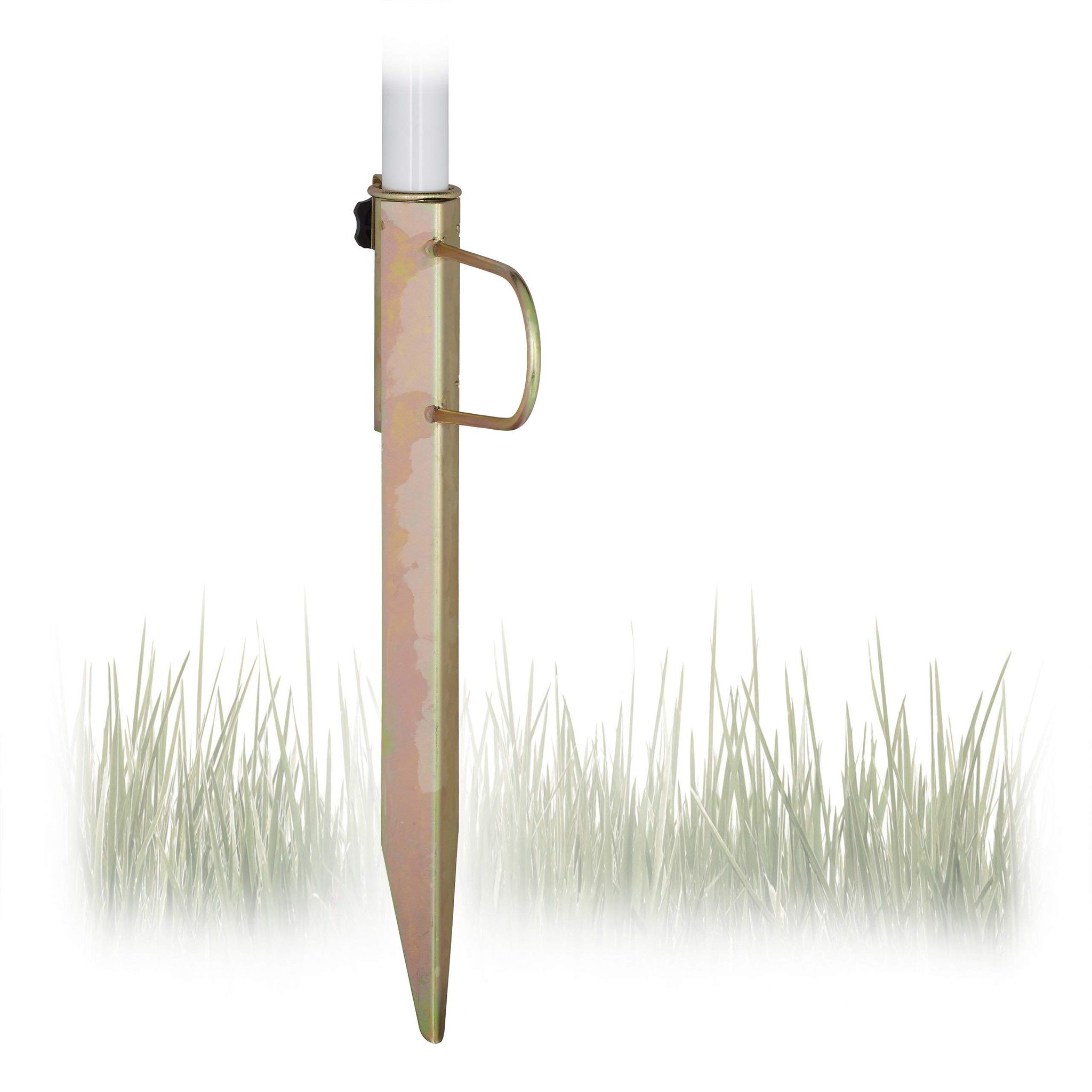 Relaxdays Picchetto Per Ombrellone Da Giardino, Puntale In Acciaio Per Il Terreno, Aste Con Diametro Max. 32 Mm, Bronzo