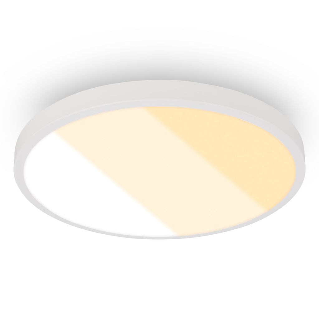 B.k.licht Briloner Led Deckenlampe Ip44 Spritzwasserschutz Ø24x6 Cm Rund 18w 2000lm 2700k-4000k Warmweiß Bis Neutralweiß Weiß - Deckenleuchte Badezimmer