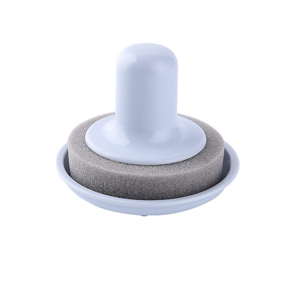 Brosse de nettoyage multifonction 2-en-1 avec aiguiseur à couteaux, éponge émeri 10 x 7 cm, bleu
