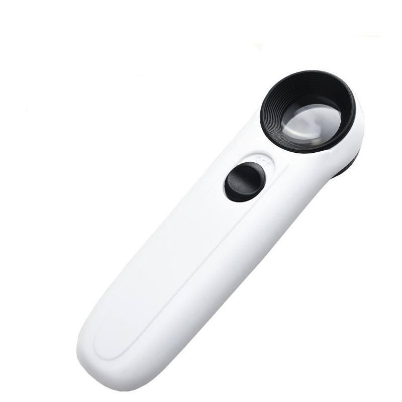 Loupe à main 40x avec double éclairage LED, format poche 12 cm, identification bijoux et pierres