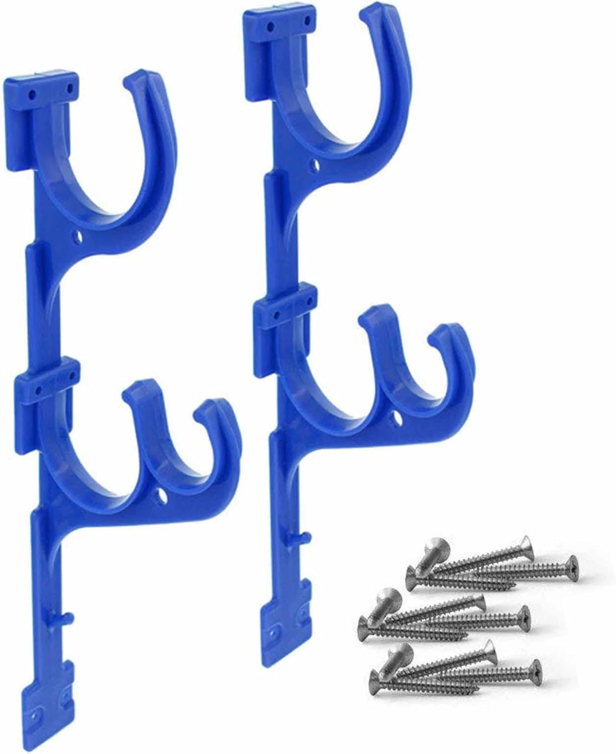Crochets de suspension pour perches télescopiques, épuisettes et râteaux, plastique résistant à la rouille, bleu