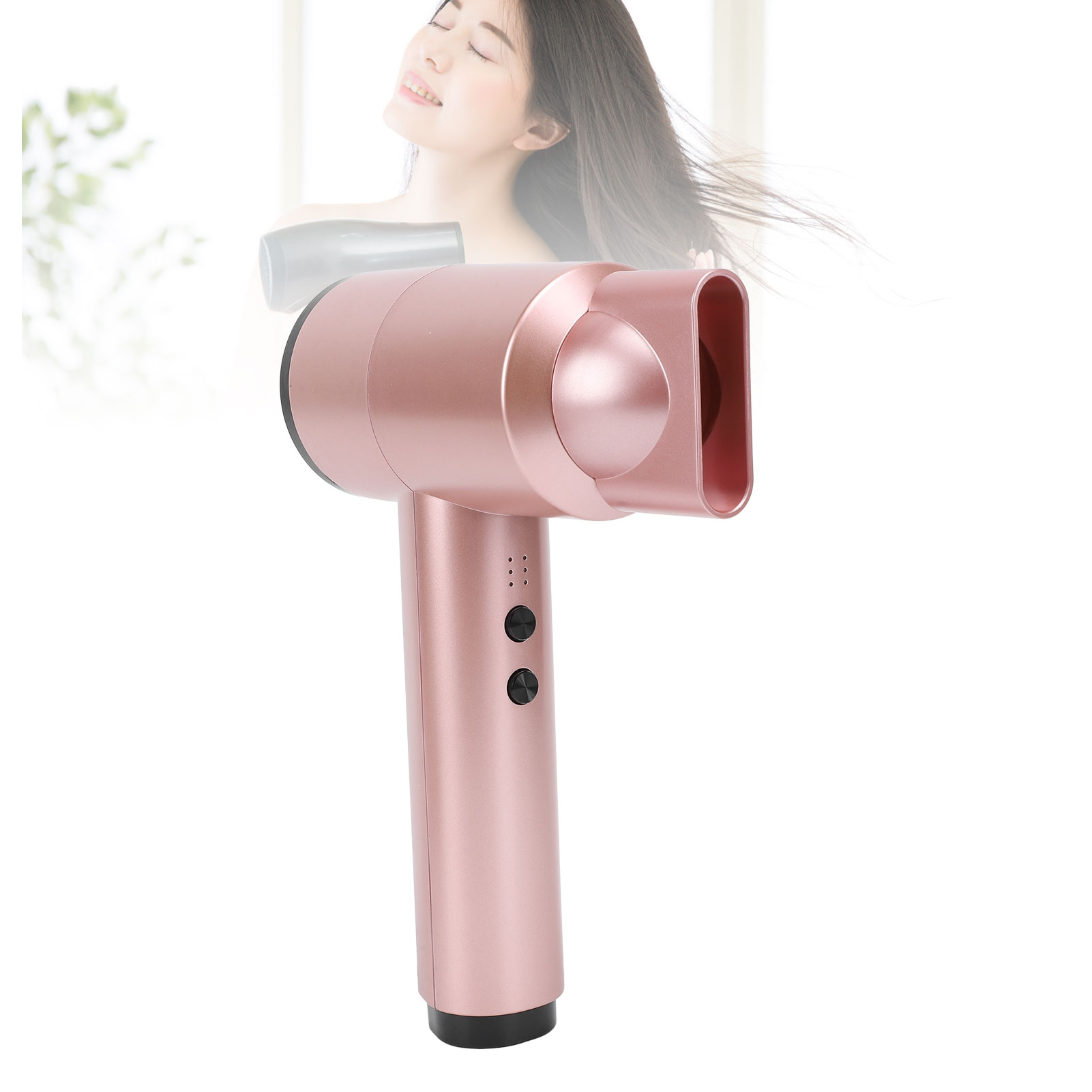 Asciugacapelli Portatile Ricaricabile Senza Fili, Batteria Da 5000 Mah, 6 Velocità, Maneggevole, Veloce, Ideale Per Viaggi E Campeggio, Colore Oro Rosa, Spina Europea.