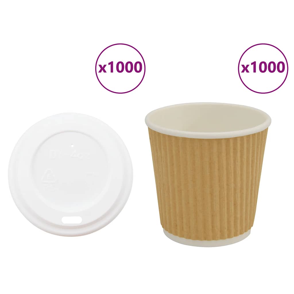 Paper Coffee Cups With Lids 1000 Pcs 4oz 100ml Vidaxl