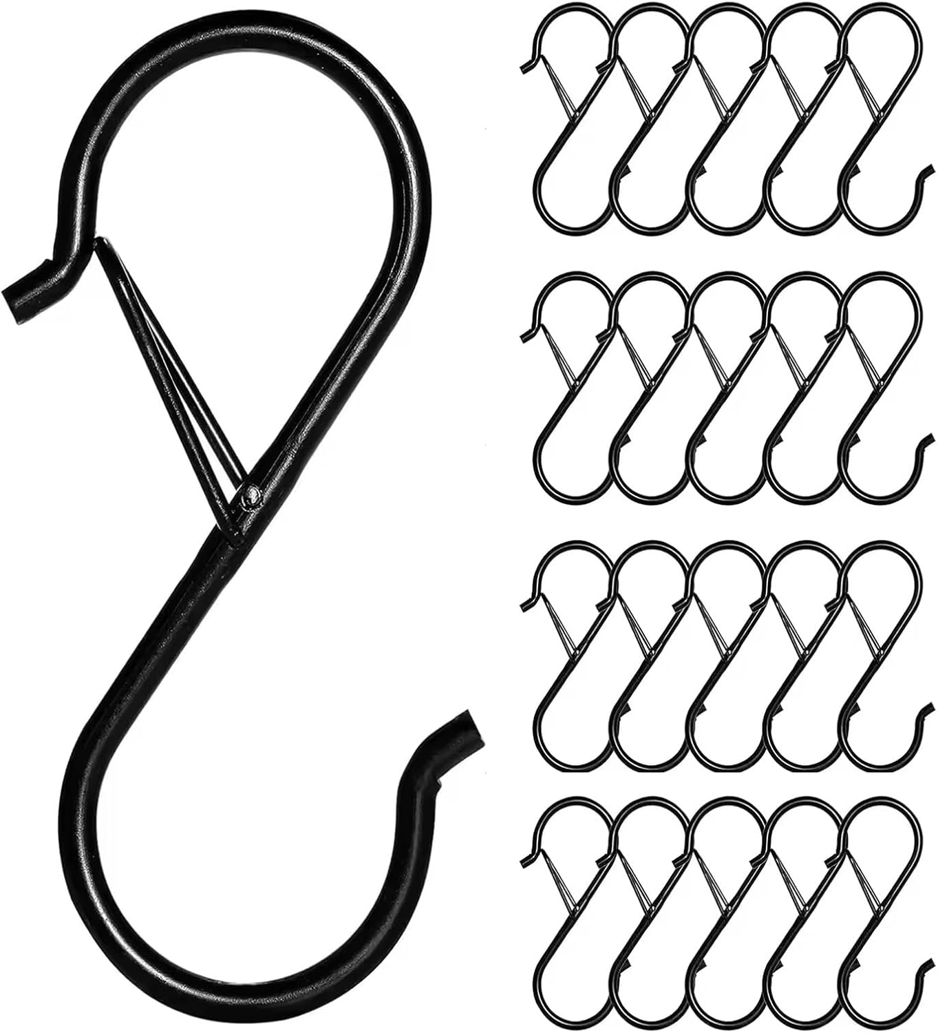 Crochets en S avec boucle de sécurité, 9,5 x 4 cm, charge 10 kg, lot de 20
