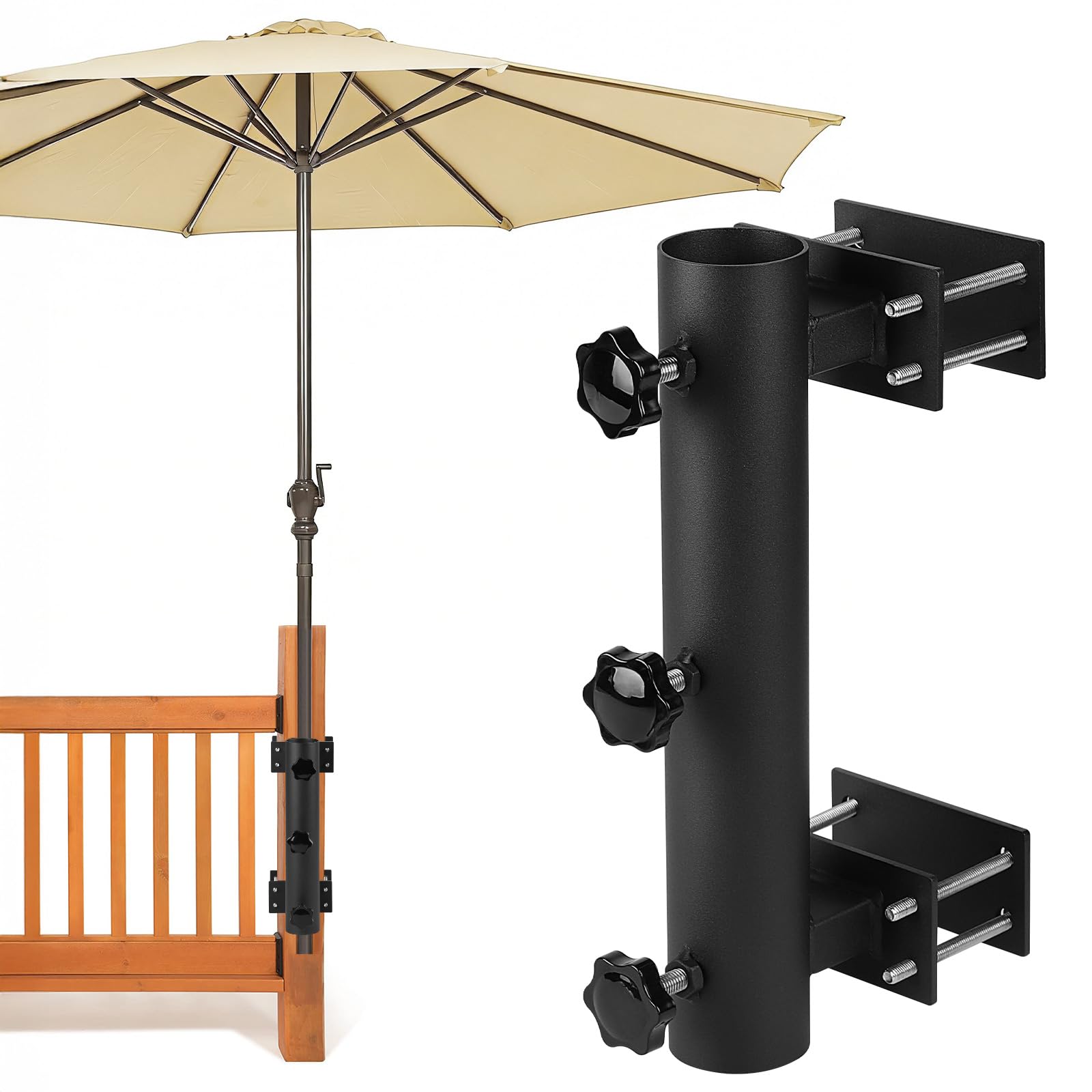 Support De Parasol Robuste, Pied De Parasol Fixe Pour Terrasse, Fixation Pour Balustrade De Terrasse, Pince Réglable Pour Balustrade, Plage, Cour, Balcon, Bateau, Hayon