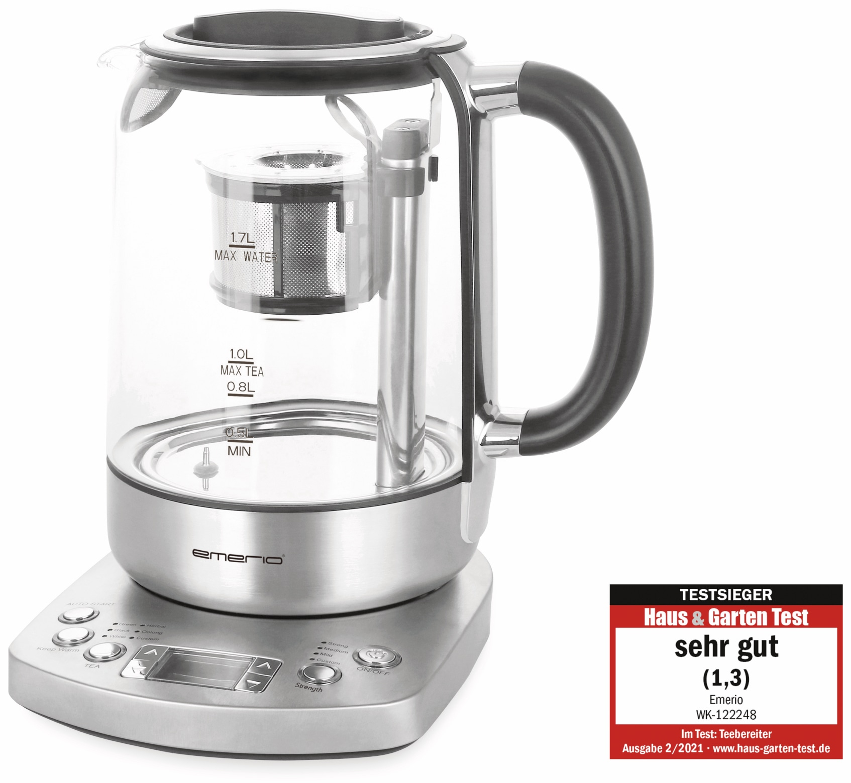 Emerio Wk-122248 Wasserkocher 1.7 L 2200 W Edelstahl, - Image 5