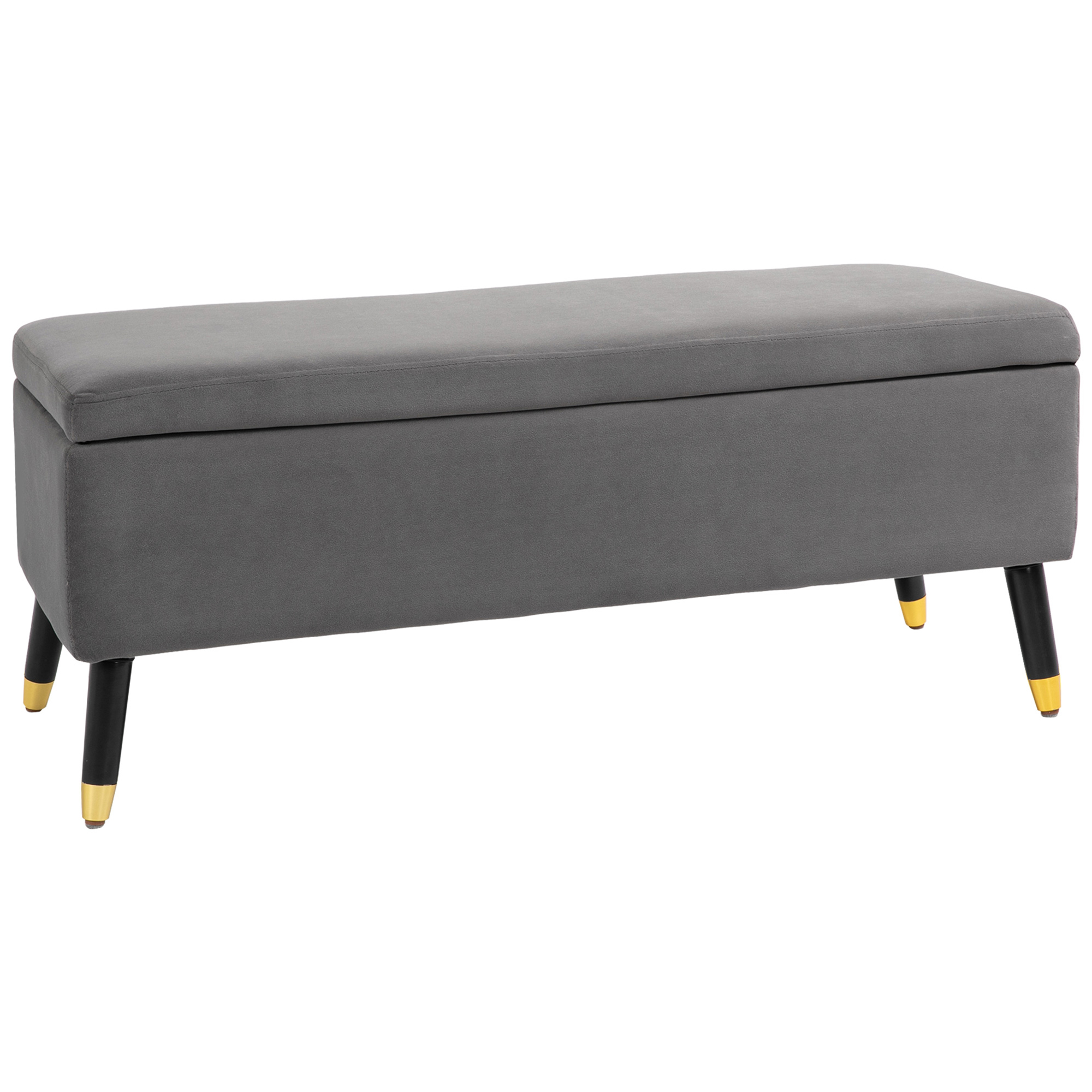 Sitzbank, Polsterbank Mit Stauraum, Truhenbank, Metall, Schaumstoff, Kautschukholz, Kohlegrau, 110 X 43 X 45 Cm - Homcom