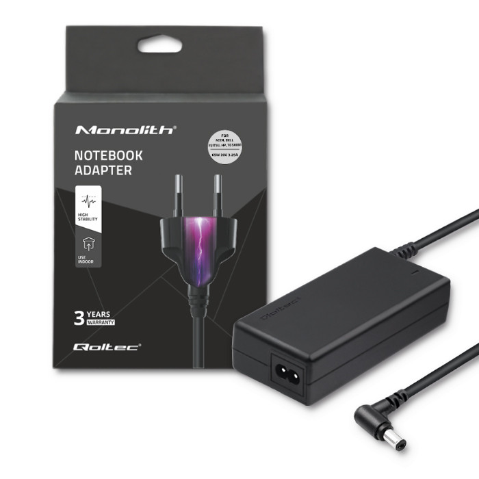 Qoltec Schwarz Laptop-Netzteil 65 W 20 V 3,25 A 5,5 X 2,5 Cm + Netzkabel