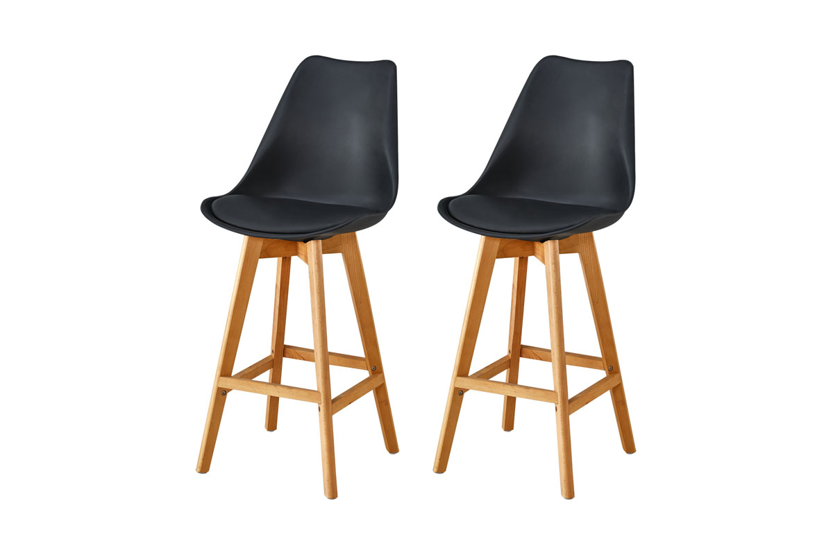 Lot De Deux Tabourets Scandinaves Laury Noir