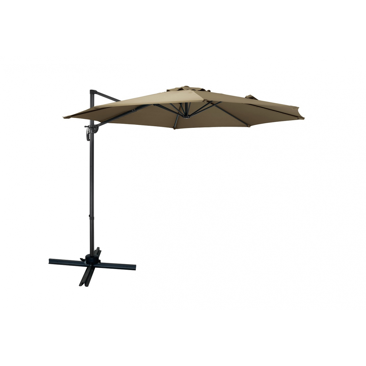 Parasol Déporté Aluminium Marron 3m – Système D’ouverture Manivelle