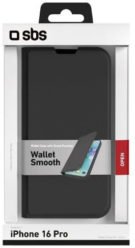 SBS Book-style case with stand support and soft touch surface for iPhone 16 Pro - Black - Bild 3