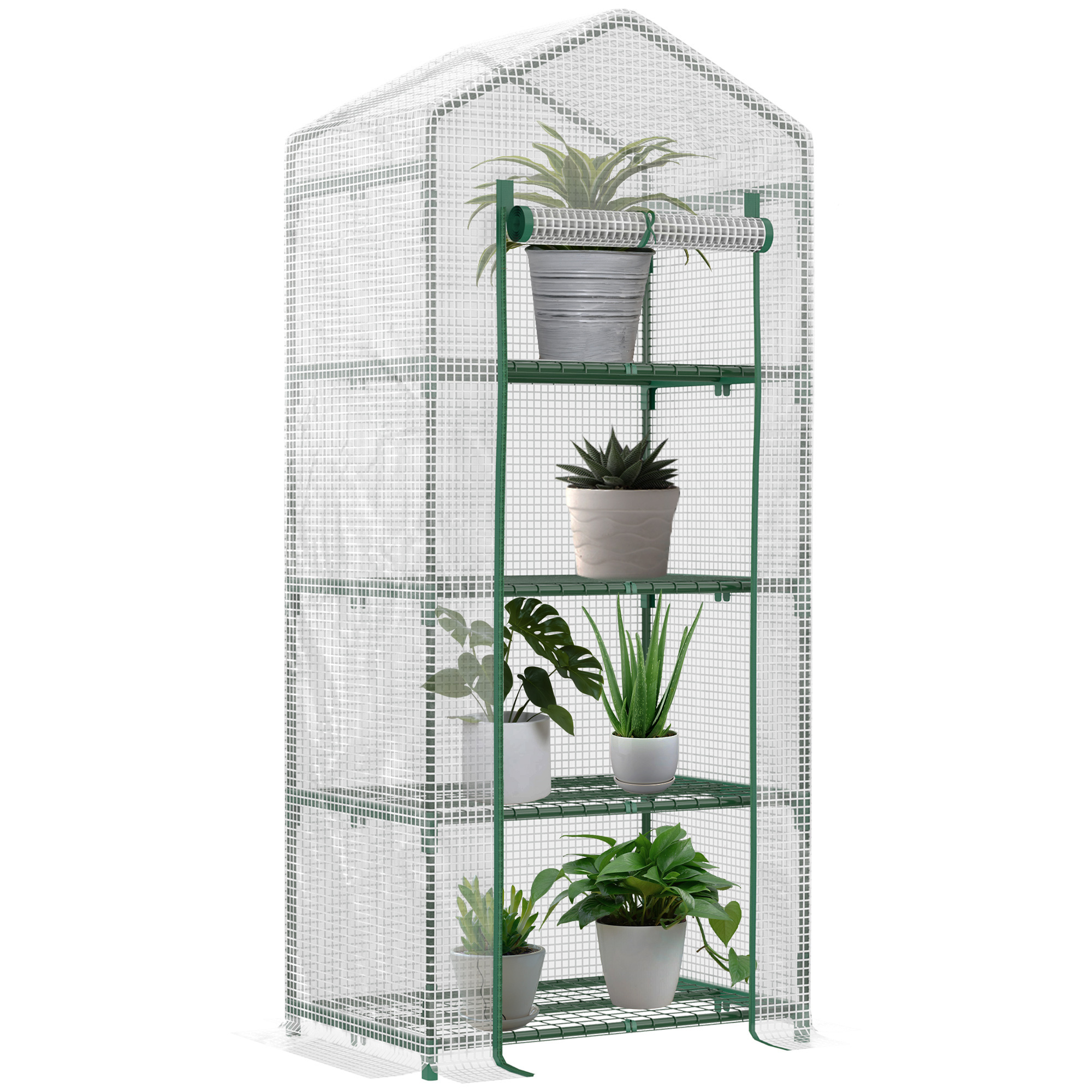 Serre De Jardin À 4 Étagères Avec Bâche En Polyéthylène De 140 G/m²