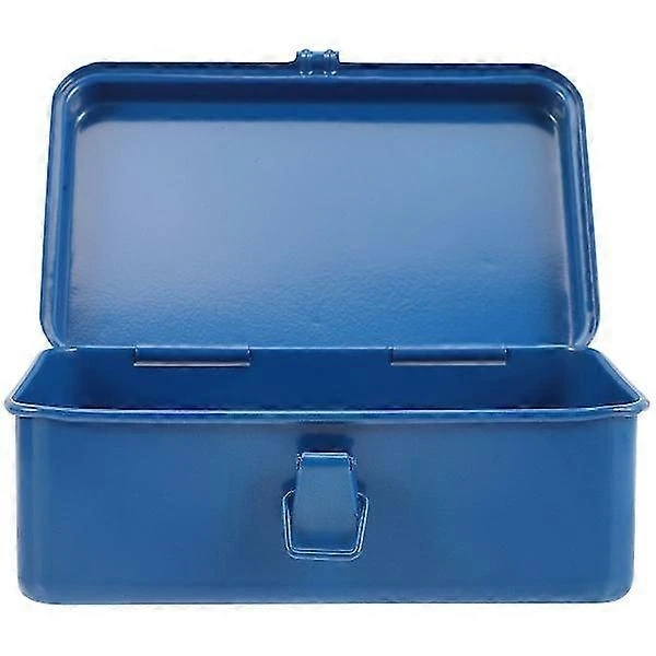 Boîte à outils en métal bleu, format 19 x 12 x 7,8 cm, avec poignée, 1 pièce