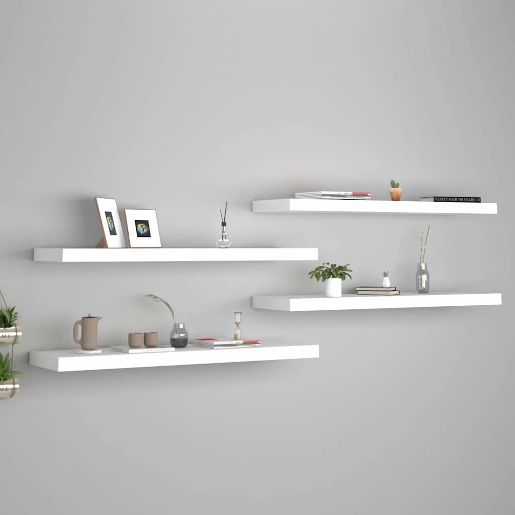 Vidaxl Weiß Floating Wall Shelves 4 Pcs White 90X23,5X3,8 Cm Mdf