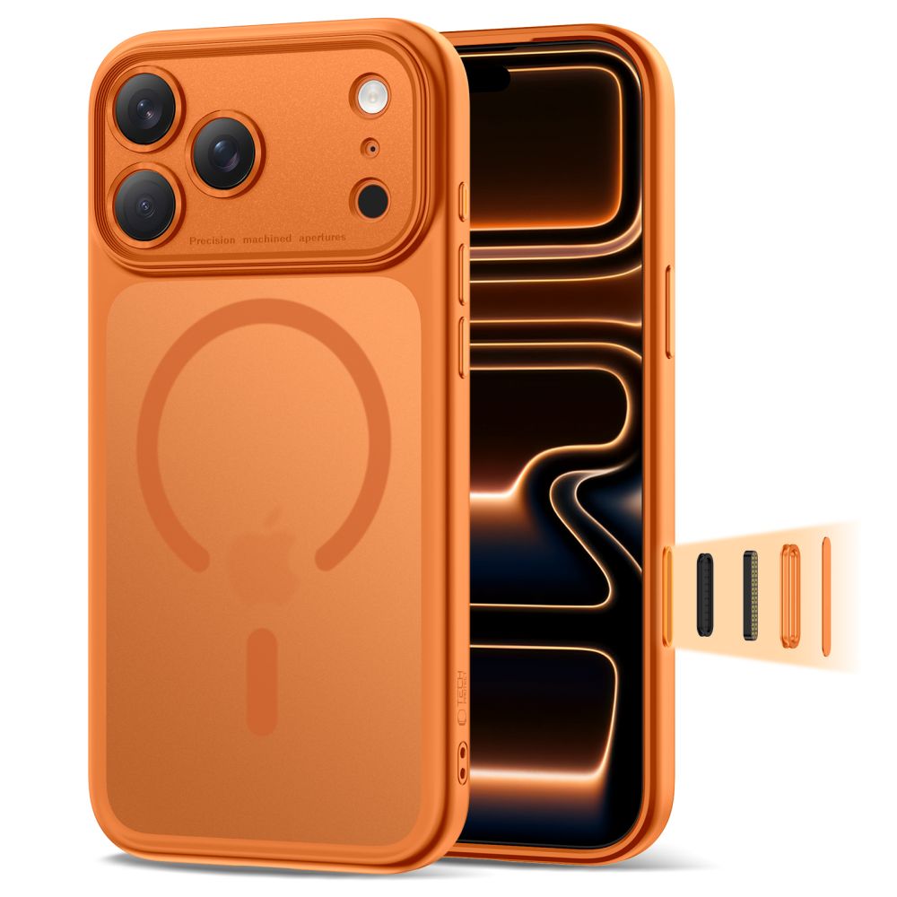 Tech-Protect Magpeak Magsafe CC Case (Apple iPhone 17 Pro), Smartphone Hülle, Orange - Bild 4