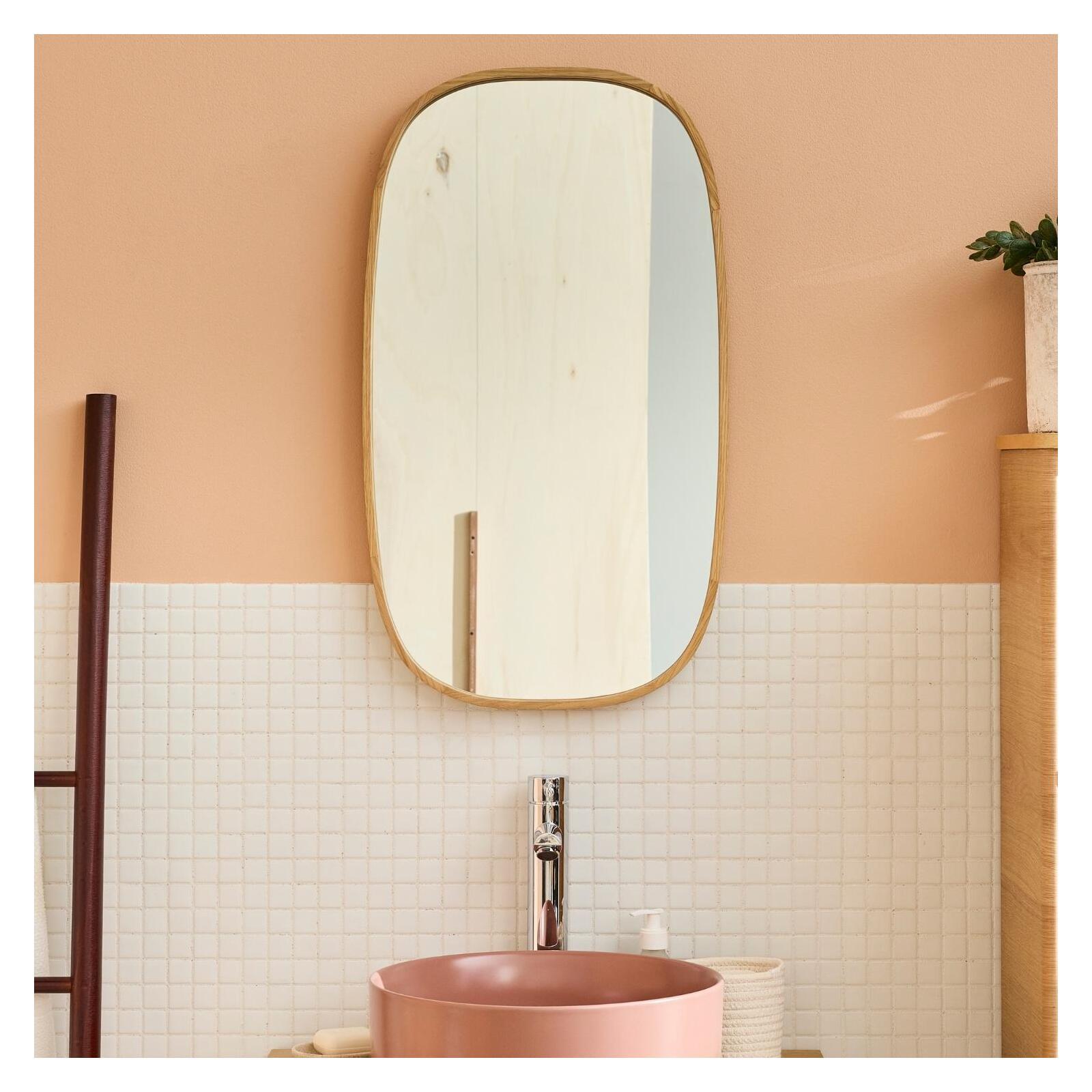 Mob-in - Miroir Ovale Réversible En Chêne 40x70cm