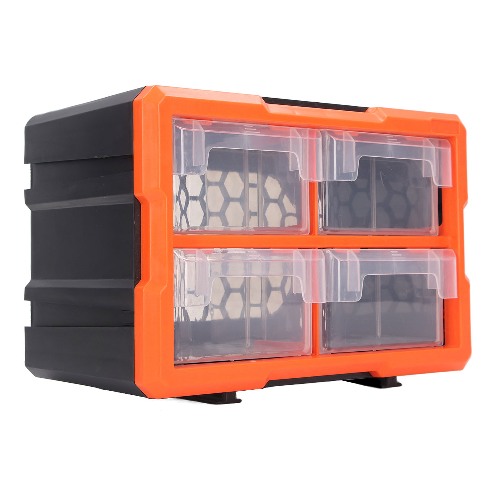 Boîte de rangement à 4 tiroirs semi-transparents en PVC, 295 x 195 x 165 mm, empilable ou murale