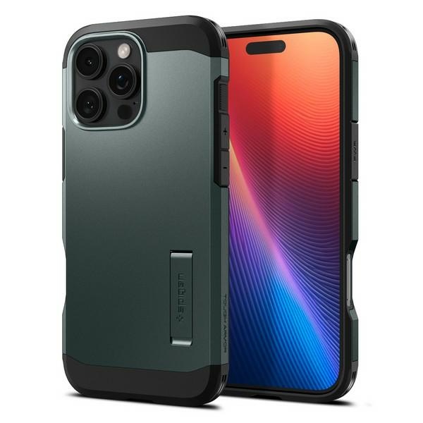 Spigen Tough Armor Magsafe Hülle Mit Standfuß Für Iphone 16 Pro - Grün - Bild 3