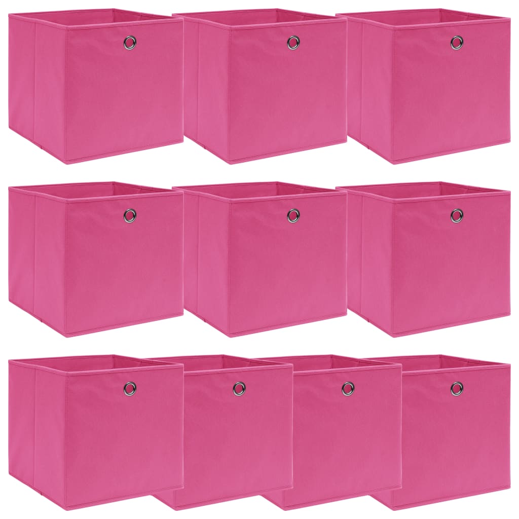 Storage Boxes 10 Pcs Pink 32x32x32 Cm Fabric Vidaxl