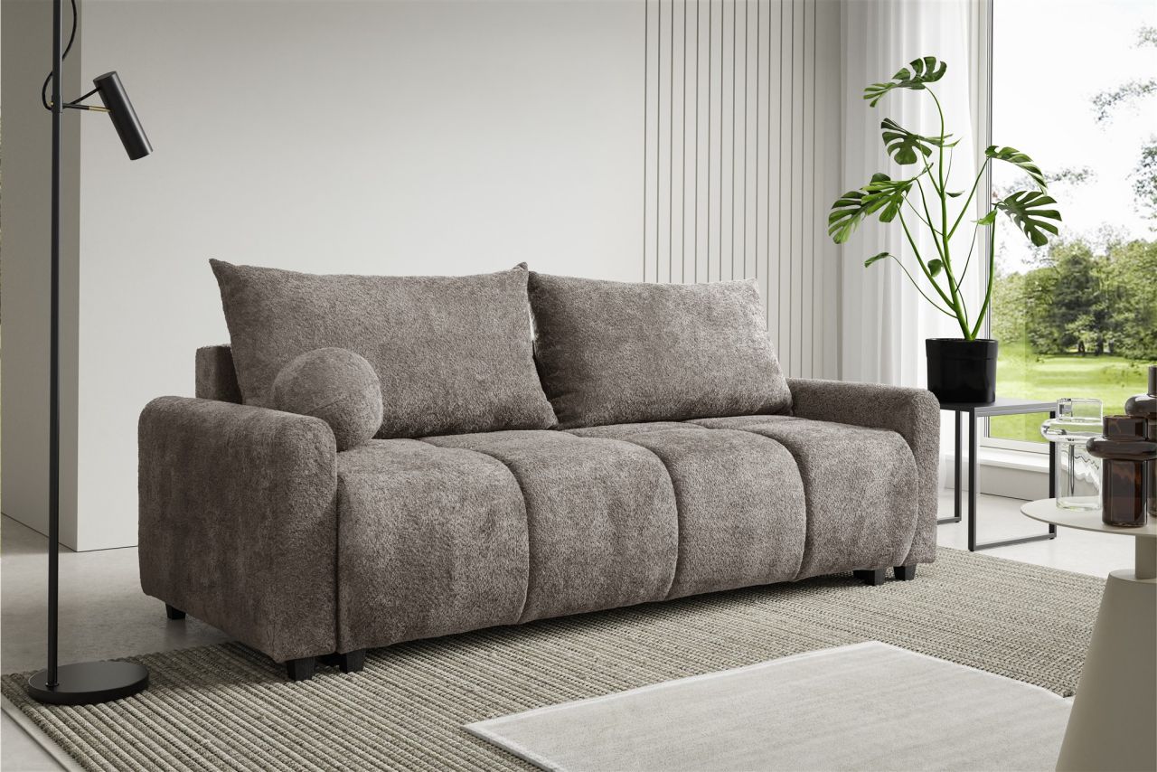 Fun Möbel Braun Sofa 3-Sitzer Mit Schlaffunktion Giana Stoff Soft - Bild 2