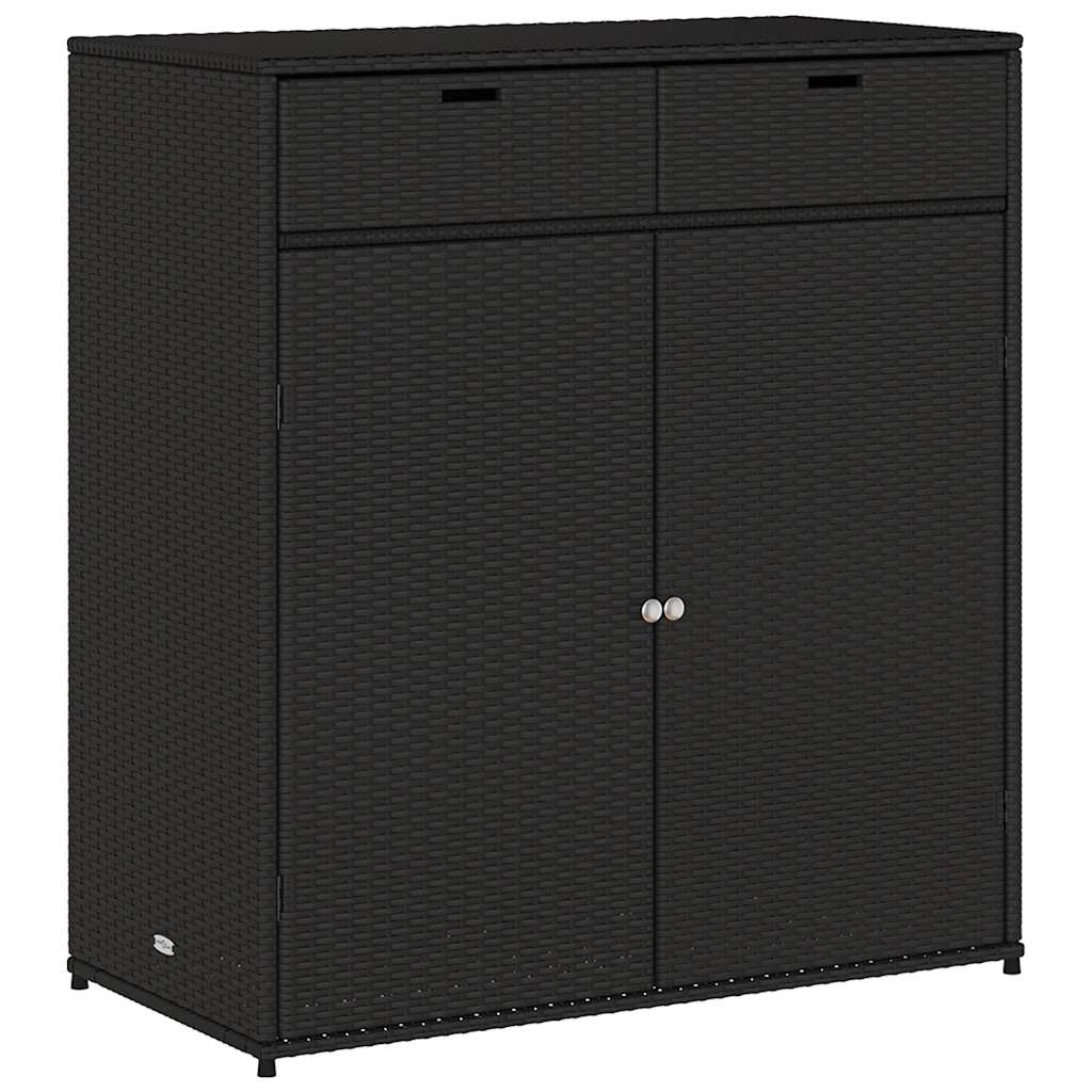 Vidaxl - Garden Storage Cabinet Black 105x55x113 Cm Poly Rattan