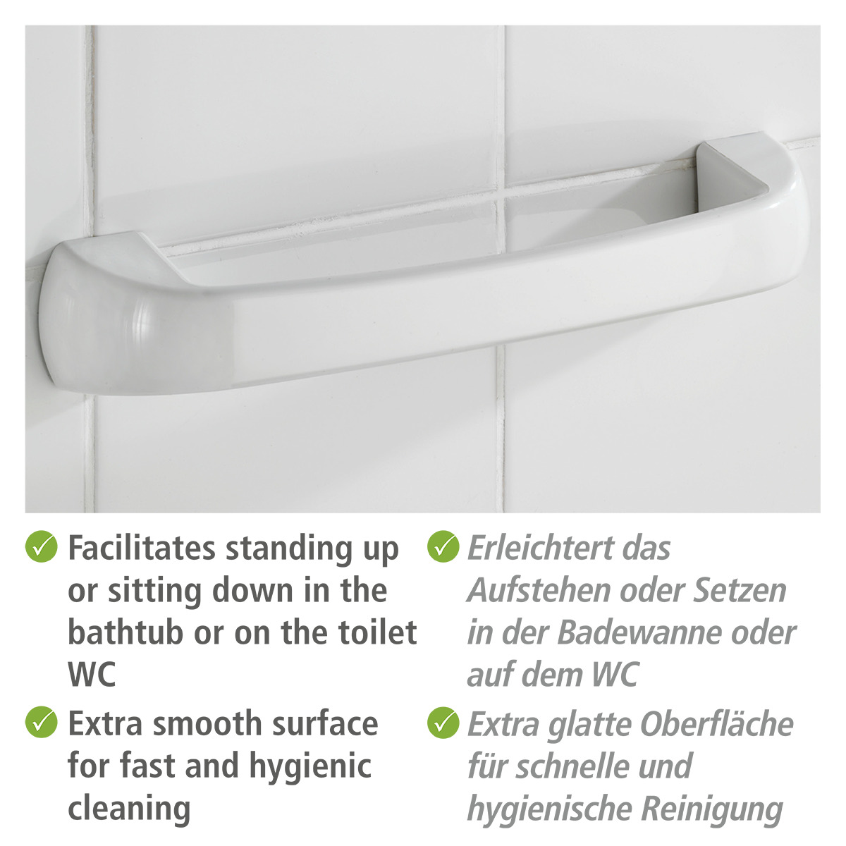 Badewannengriff Pure, Weiß, Kunststoff (abs) Weiß - Weiß - Wenko
