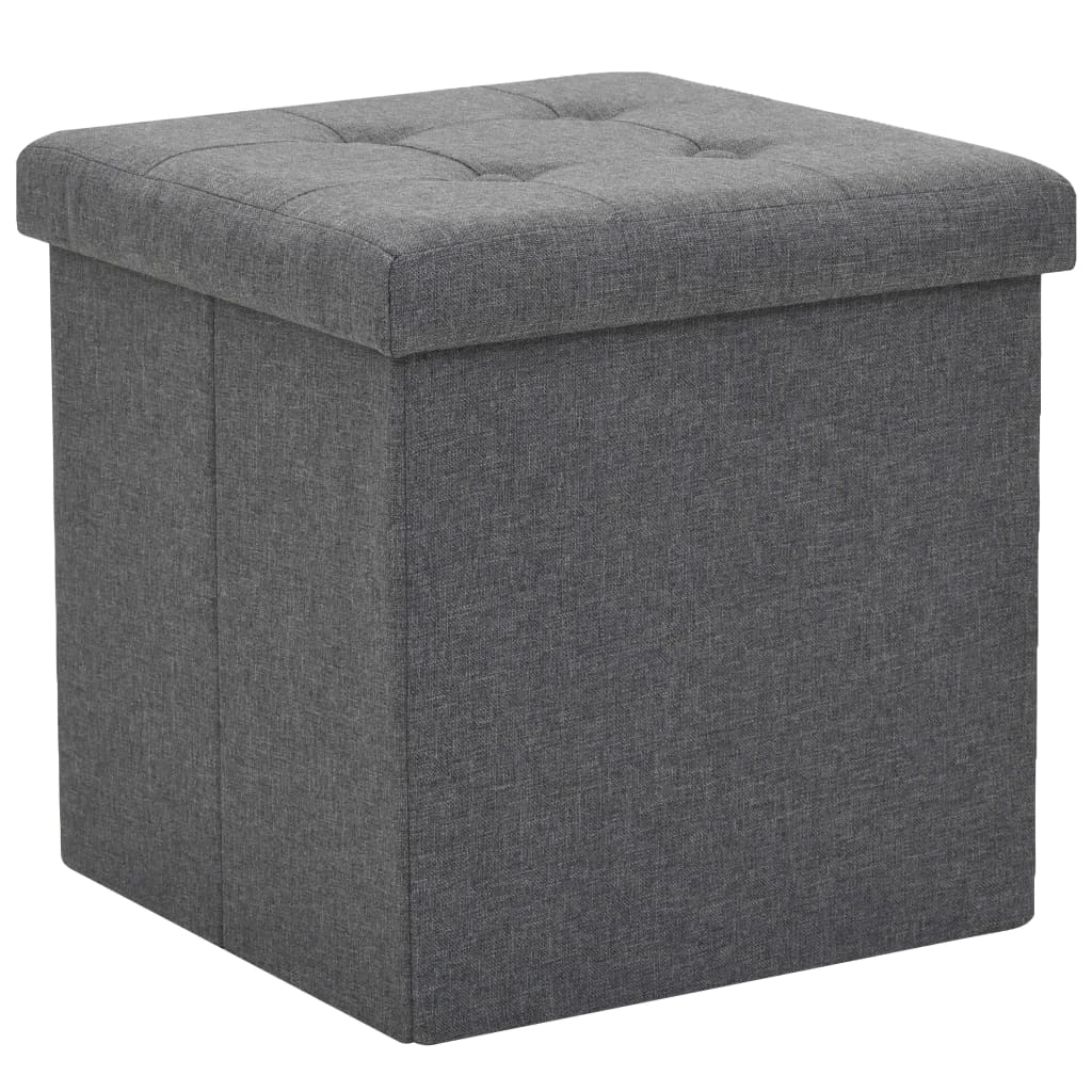 Hocker Mit Stauraum Dunkelgrau Leinenoptik Vidaxl