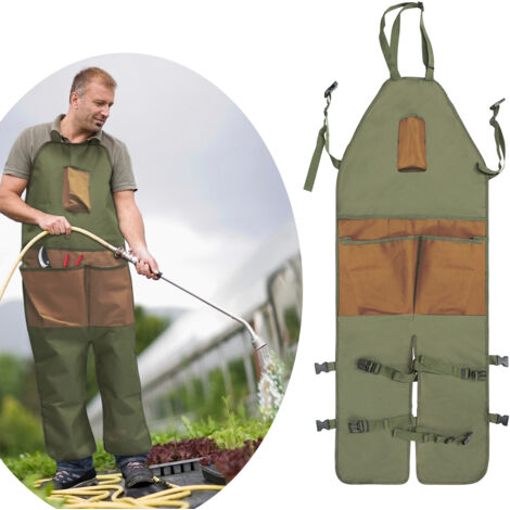 Tablier de jardinage en tissu Oxford 600D, 118 x 45 cm, plusieurs poches, bretelles réglables avec ceinture