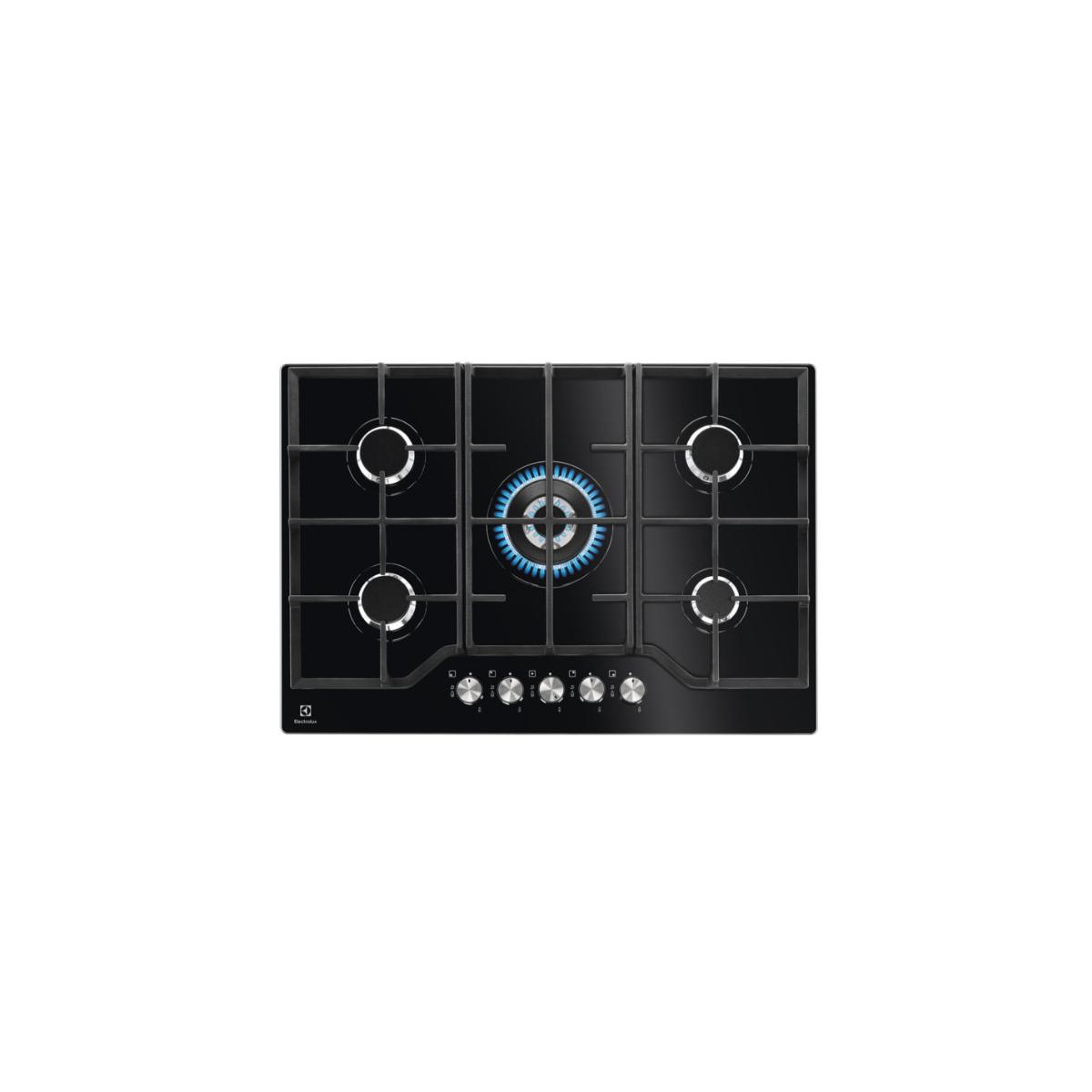 Electrolux - Egg7536k Piano Cottura Gas 5 Fornelli Da Incasso Nero Vetro 74cm