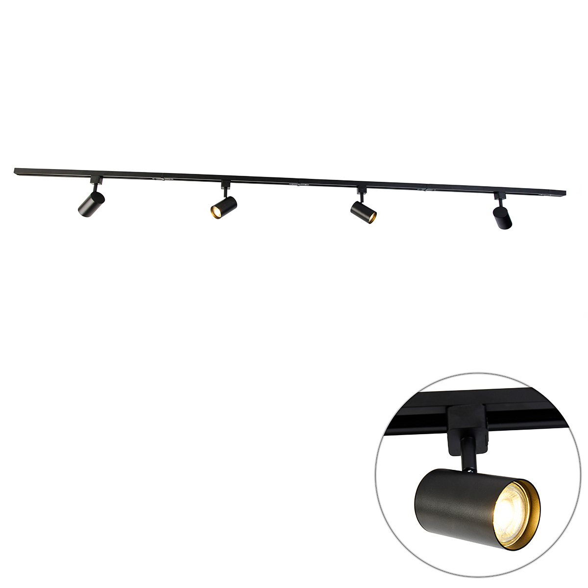 Qazqa Modern Track Lighting System With 4 Spotlights Black 1-phase - Iconic Yade