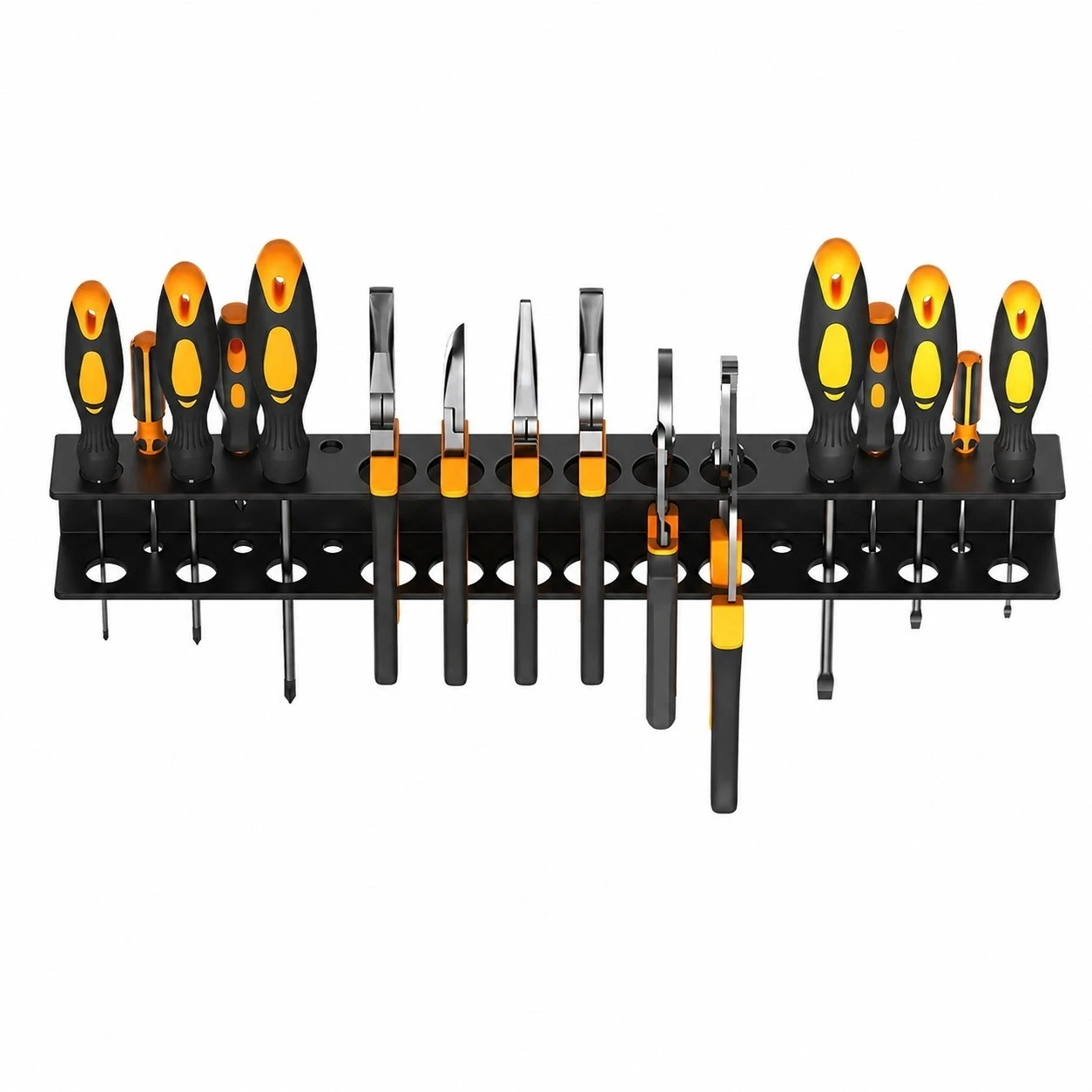 Organisateur mural d'outils 3 en 1 en acier au carbone, noir, pour marteau, tournevis et pinces