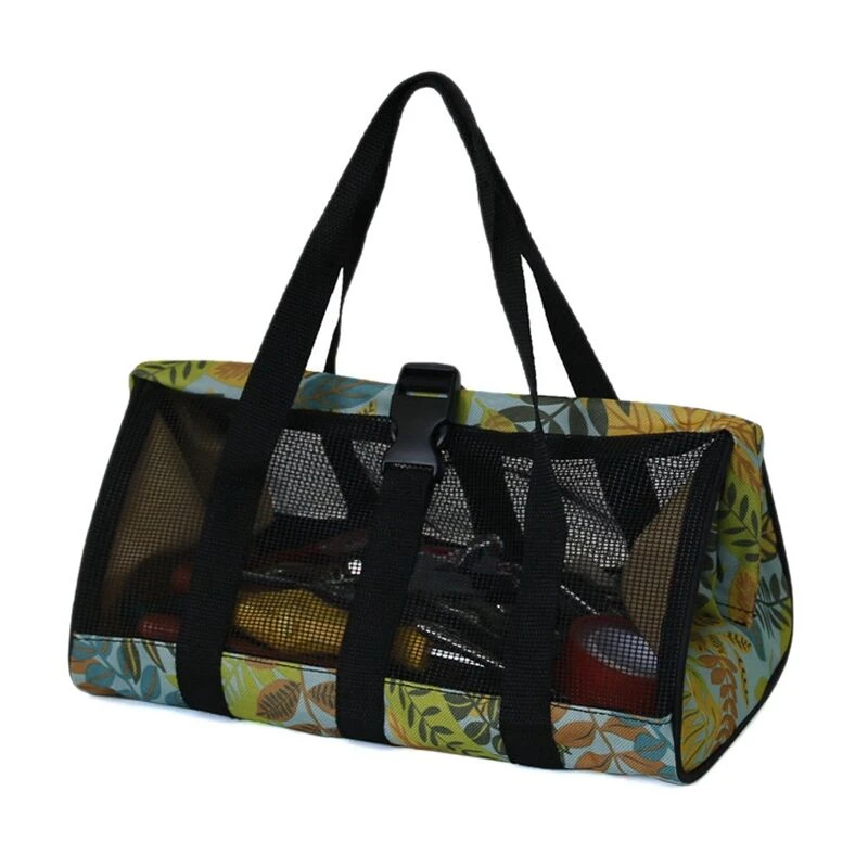 Sac de rangement pour outils de jardin en tissu Oxford, filet et boucle de maintien, 32 x 20 x 20 cm, jaune