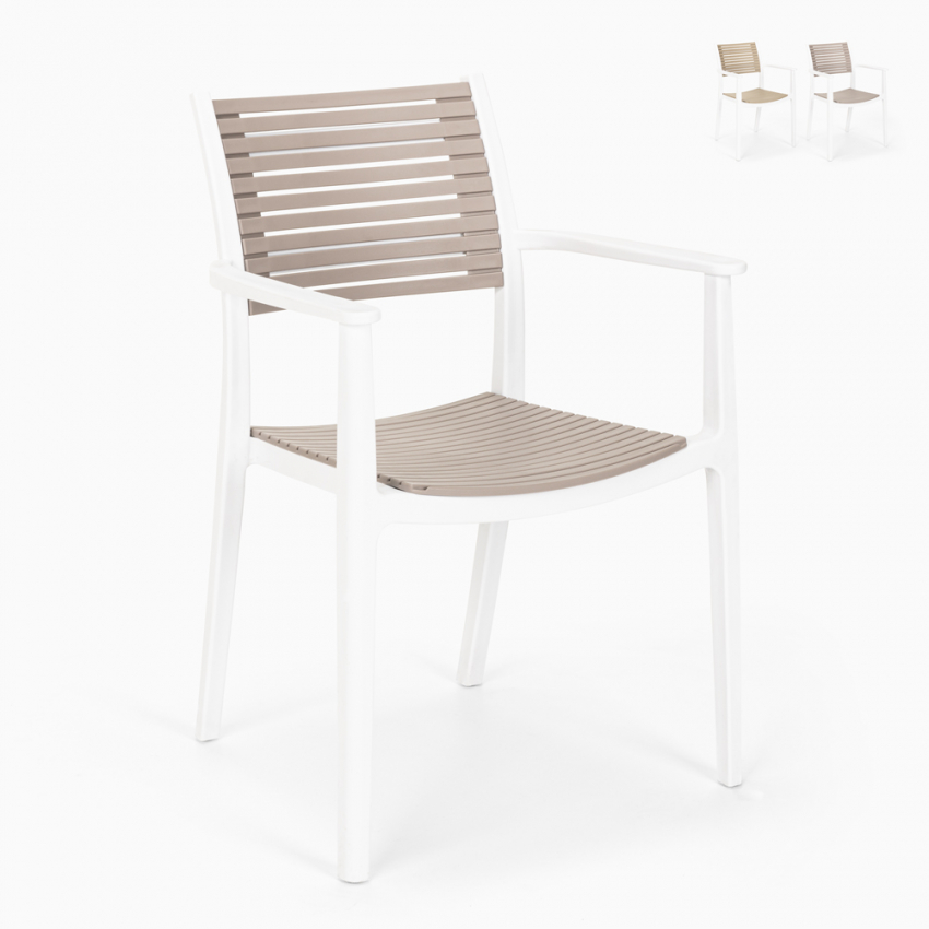 Ahd Amazing Home Design – Chaise De Jardin Empilable En Polypropylène – Dossier Incliné Avec Lattes Effet Bois – Confort Optimal Pour Intérieur Et Extérieur – 56 X 50 X 85 Cm