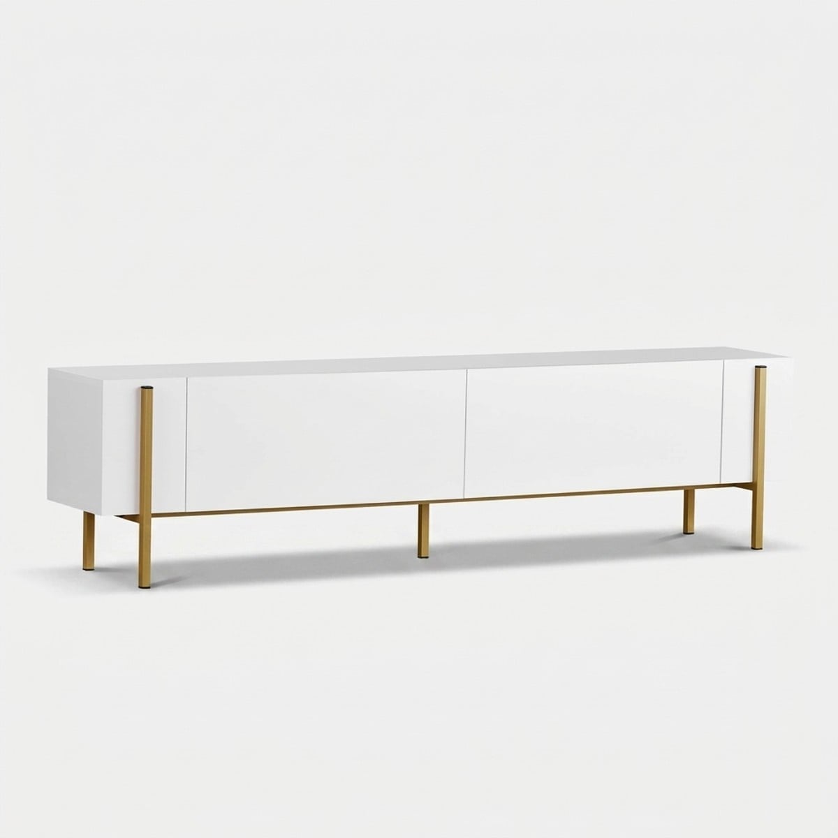 Ahd Amazing Home Design Nexus Tv-schrank Mit Schwingtüren Und Goldenen Metallbeinen - Weiß