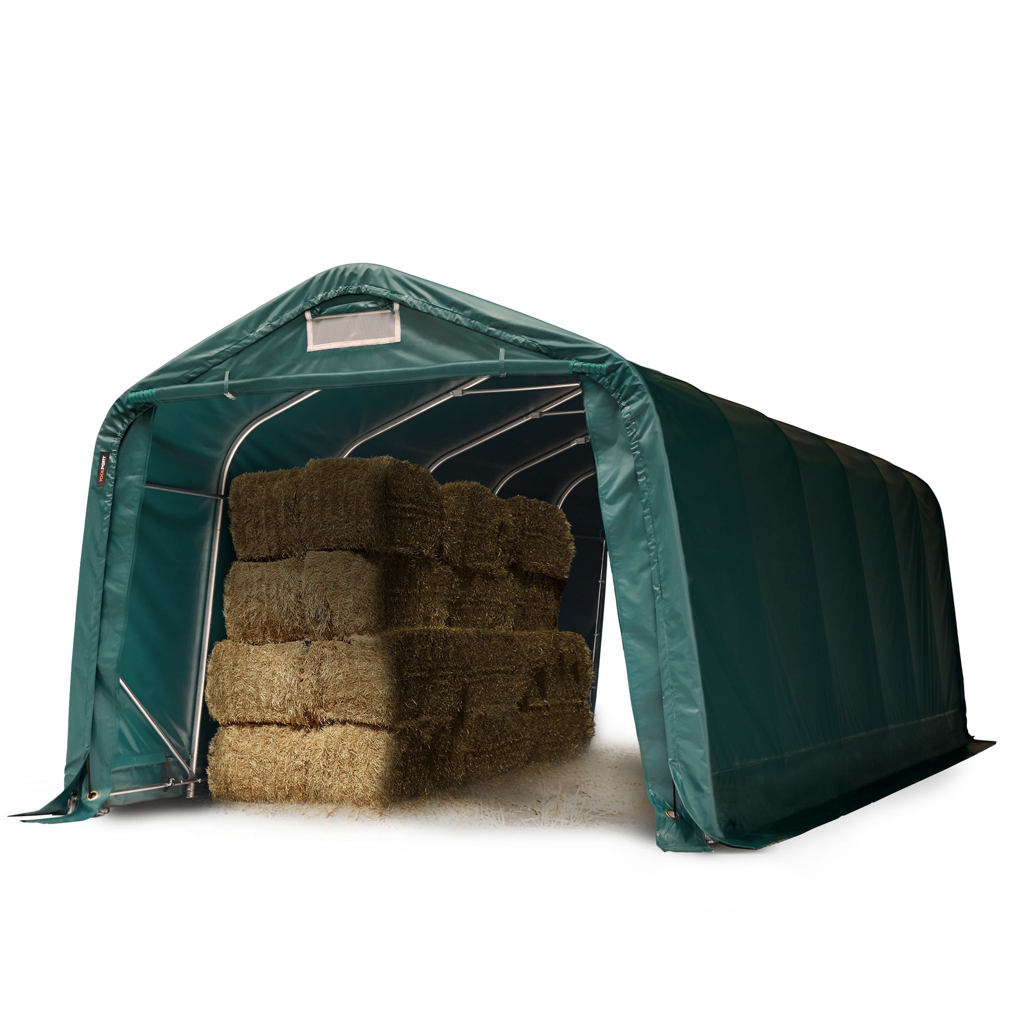 Toolport Robust Farm Storage Tent 3.3x7, 2 M Fireproof Pvc Tarpaulin 2300n Shelter, Green